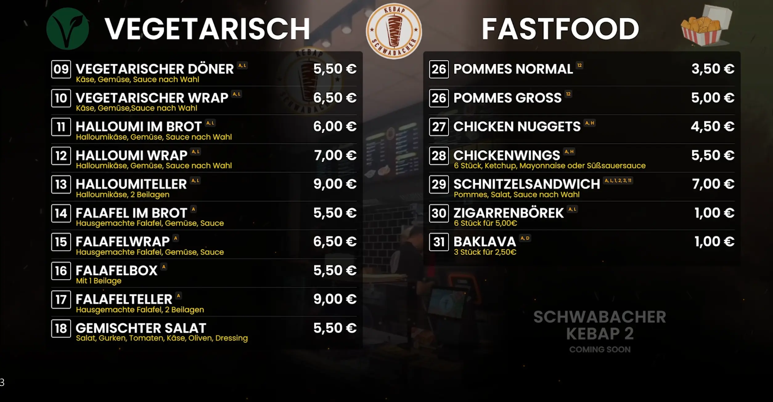 Speisekarte Seite 2